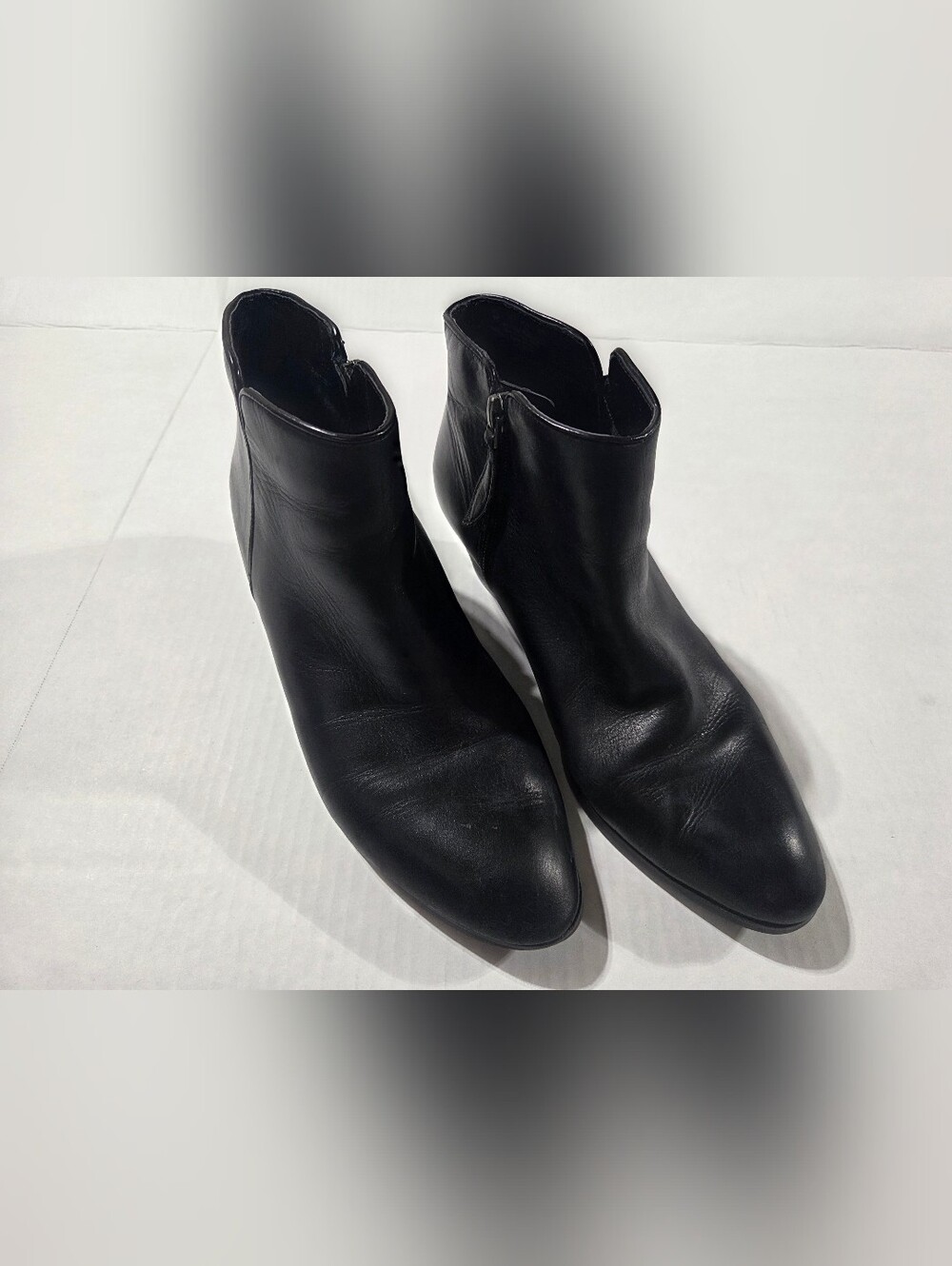 Black Leather Ankle Boots - Classic Zip Side